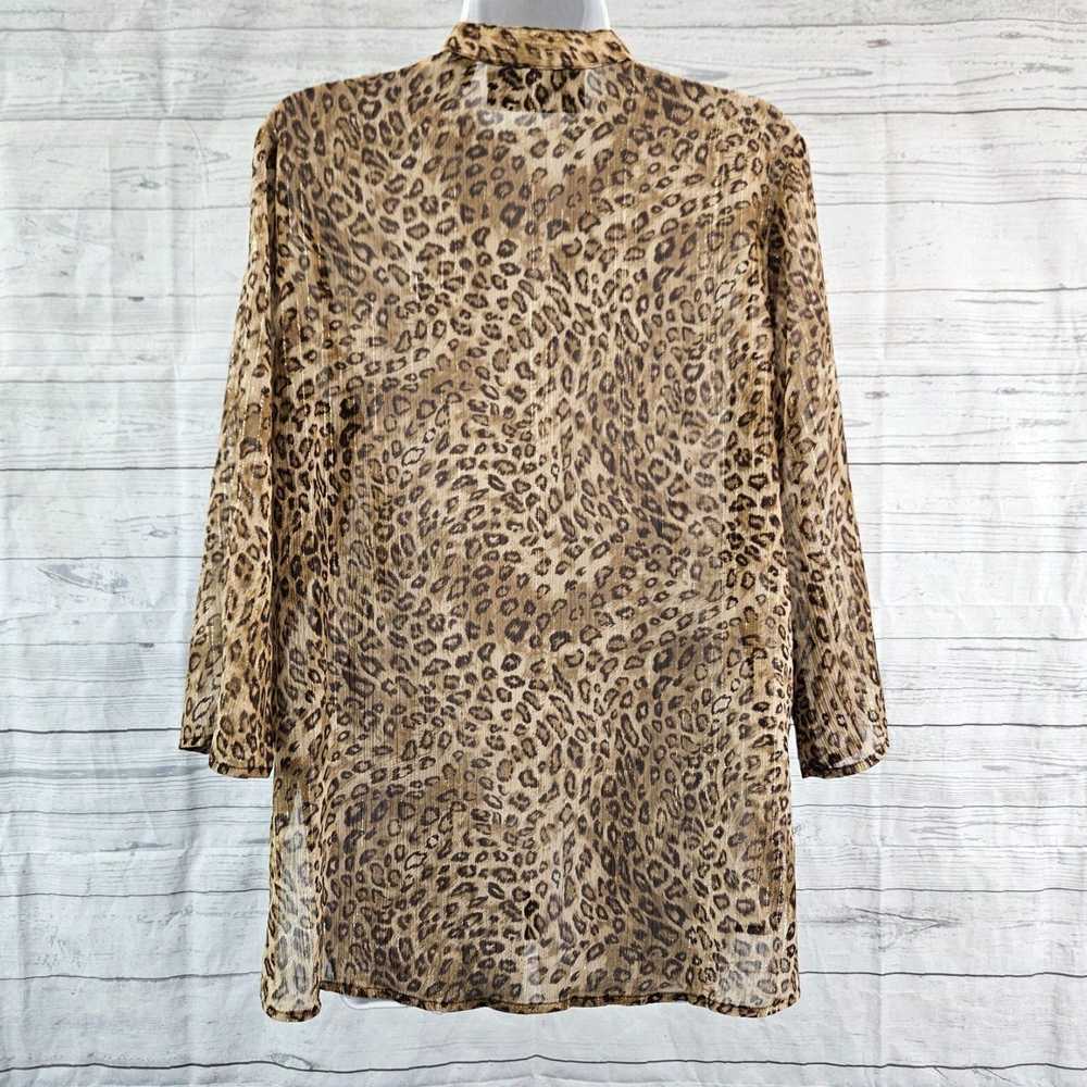 Susan Graver Brown Animal Print Sheer Women's Med… - image 4