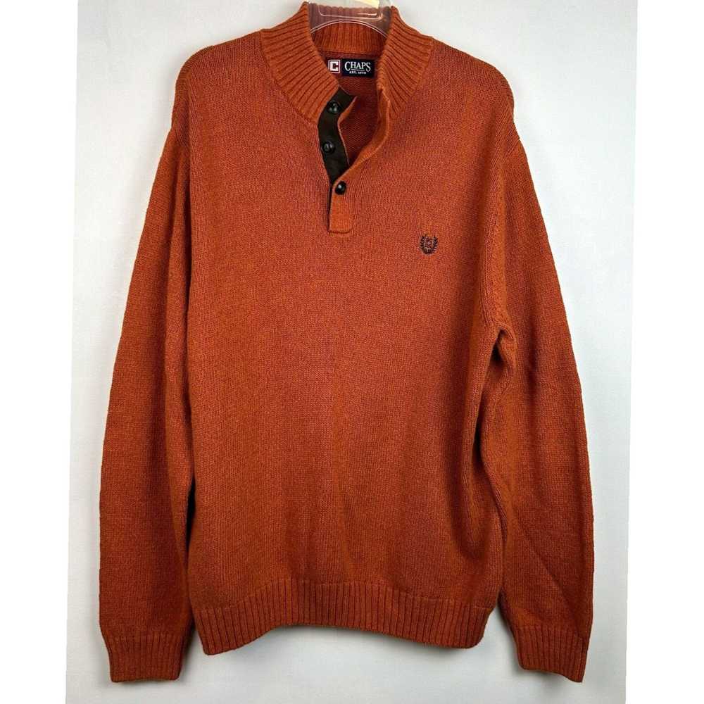 Chaps Men's Large Orange Cotton Quarter Button Sw… - image 1