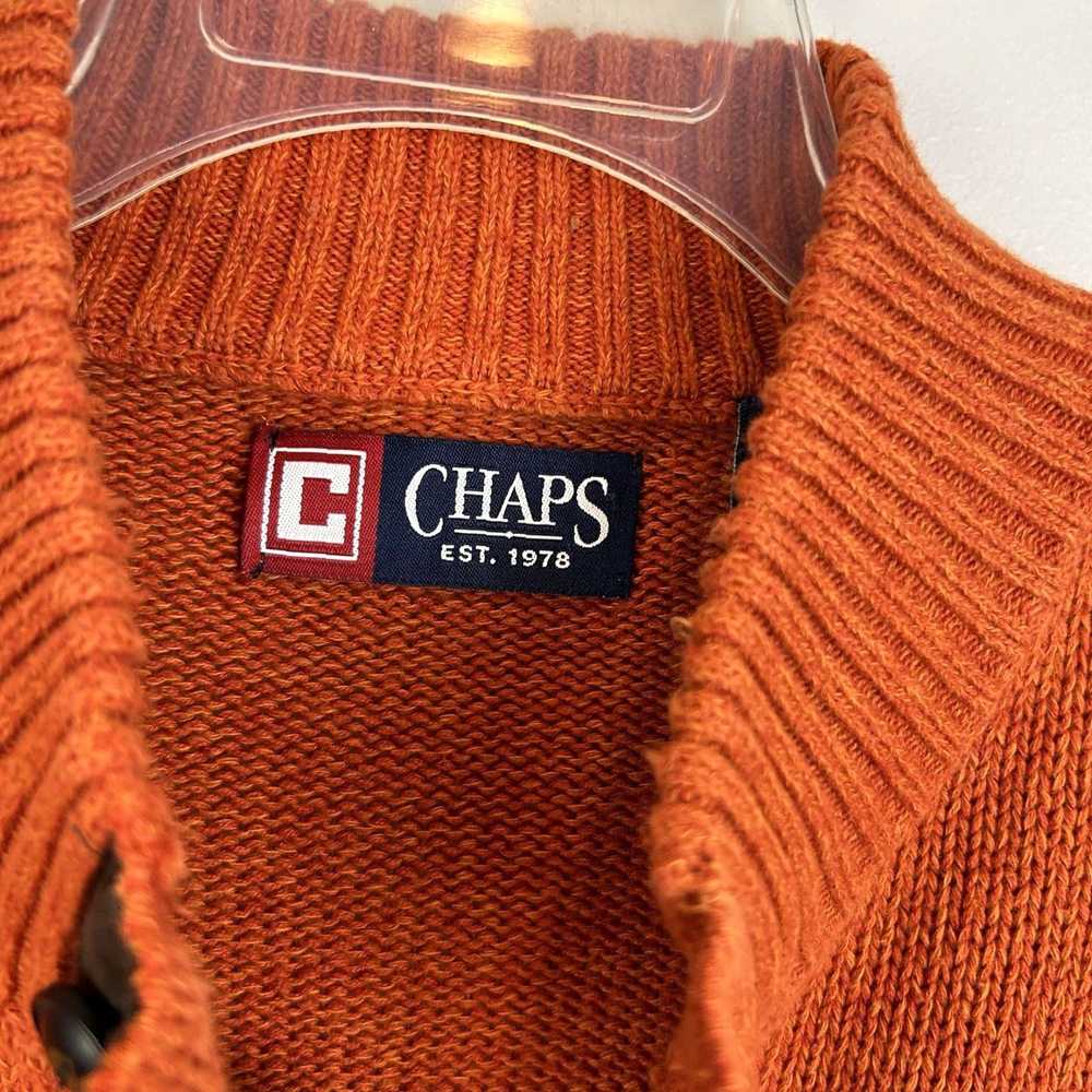 Chaps Men's Large Orange Cotton Quarter Button Sw… - image 3