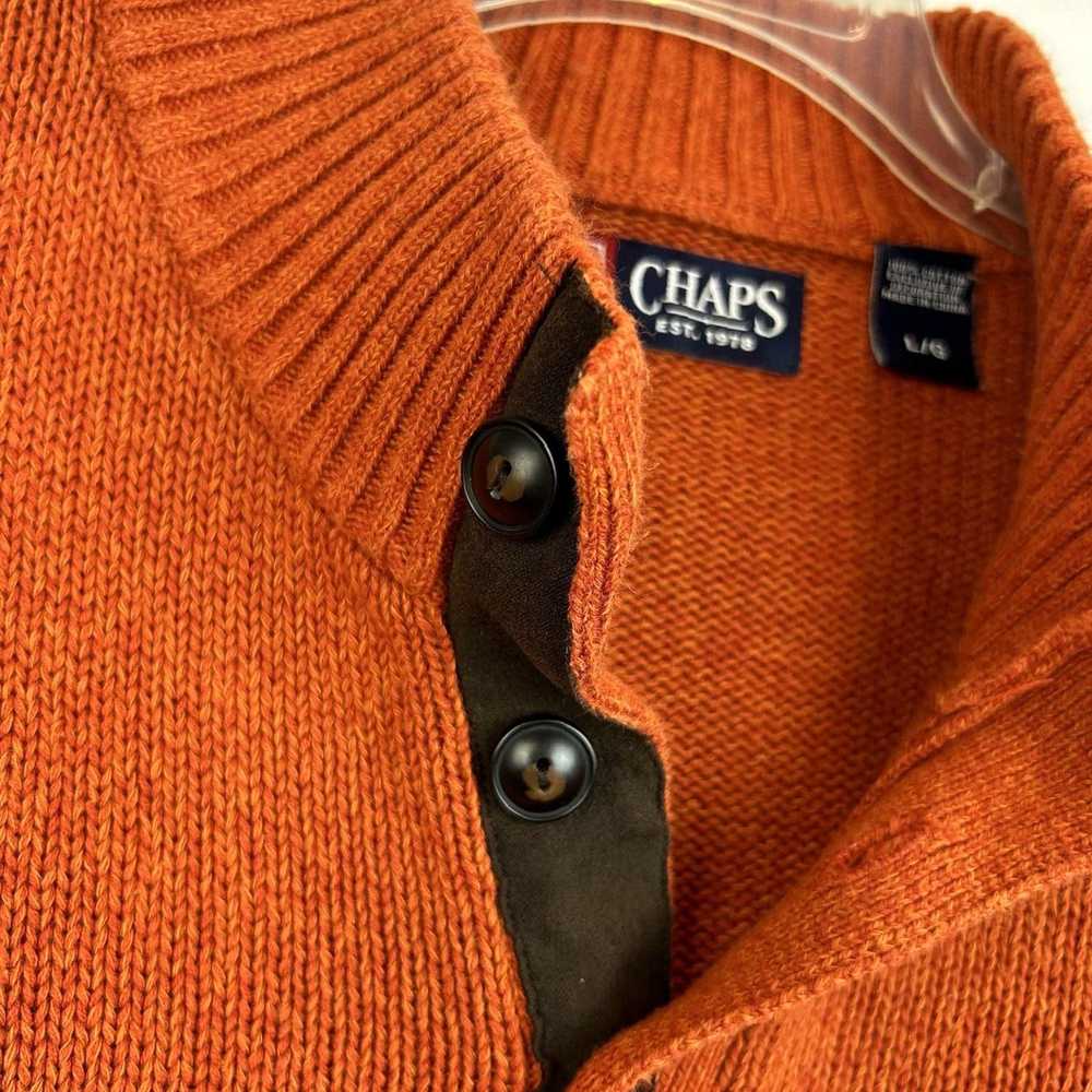 Chaps Men's Large Orange Cotton Quarter Button Sw… - image 6