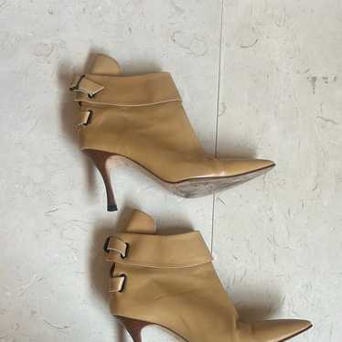 Manolo Blahnik Tan Ankle Booties with Ankle Straps