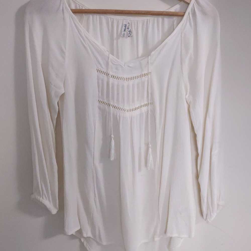 Mudd Women's Vintage Peasant Blouse Off White Siz… - image 1