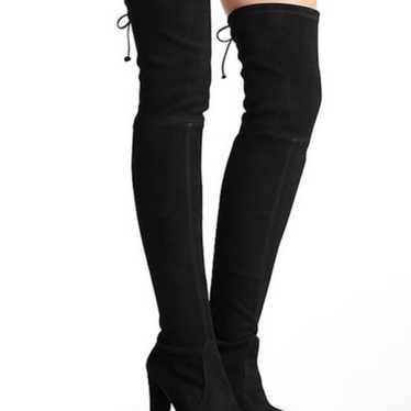 Stuart Weitzman Black Suede Highland Over the Kne… - image 1