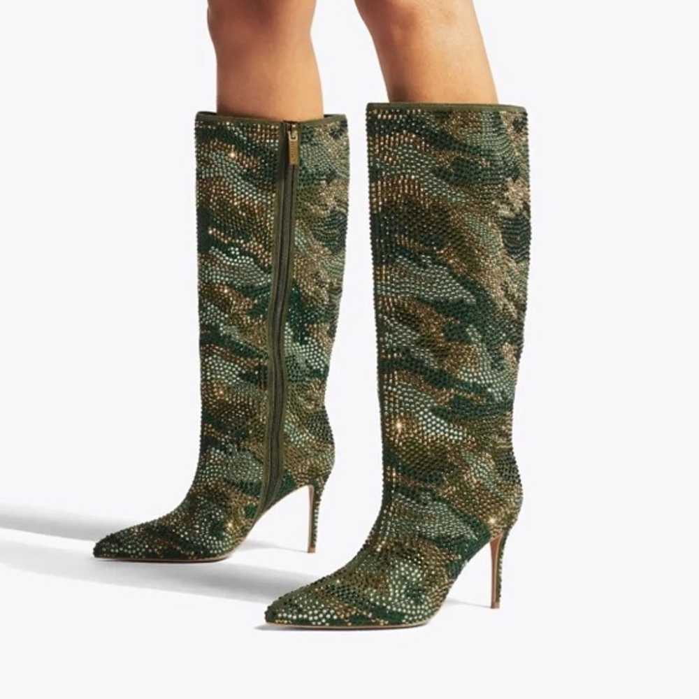 NWOB Kurt Geiger Belgravia Green Camo Boots, sz 40 - image 1