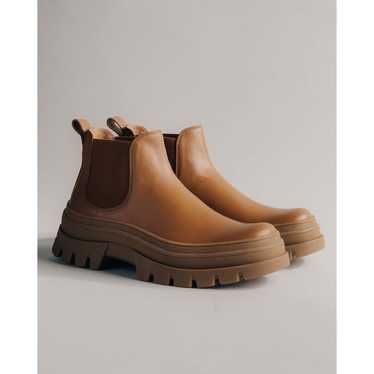 Koio Chelsea Boots Tan Leather Platform Chunky Rub