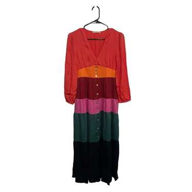 New Marine sold Layer Corinne Maxi Dress S Rainbow Colorblock