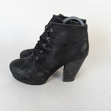 Steve Madden Raspy Black Suede Chunky Ankle Boots 