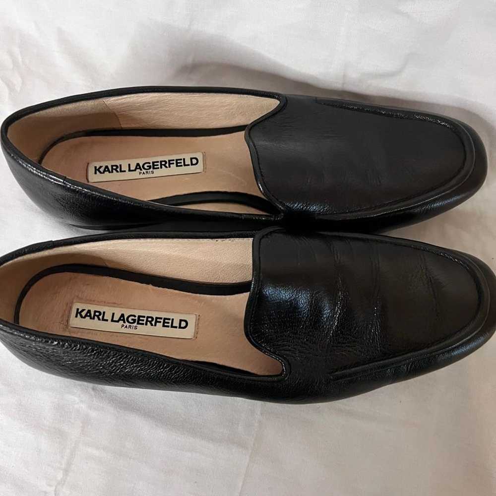 Karl Lagerfeld women black leather shoes block he… - image 3