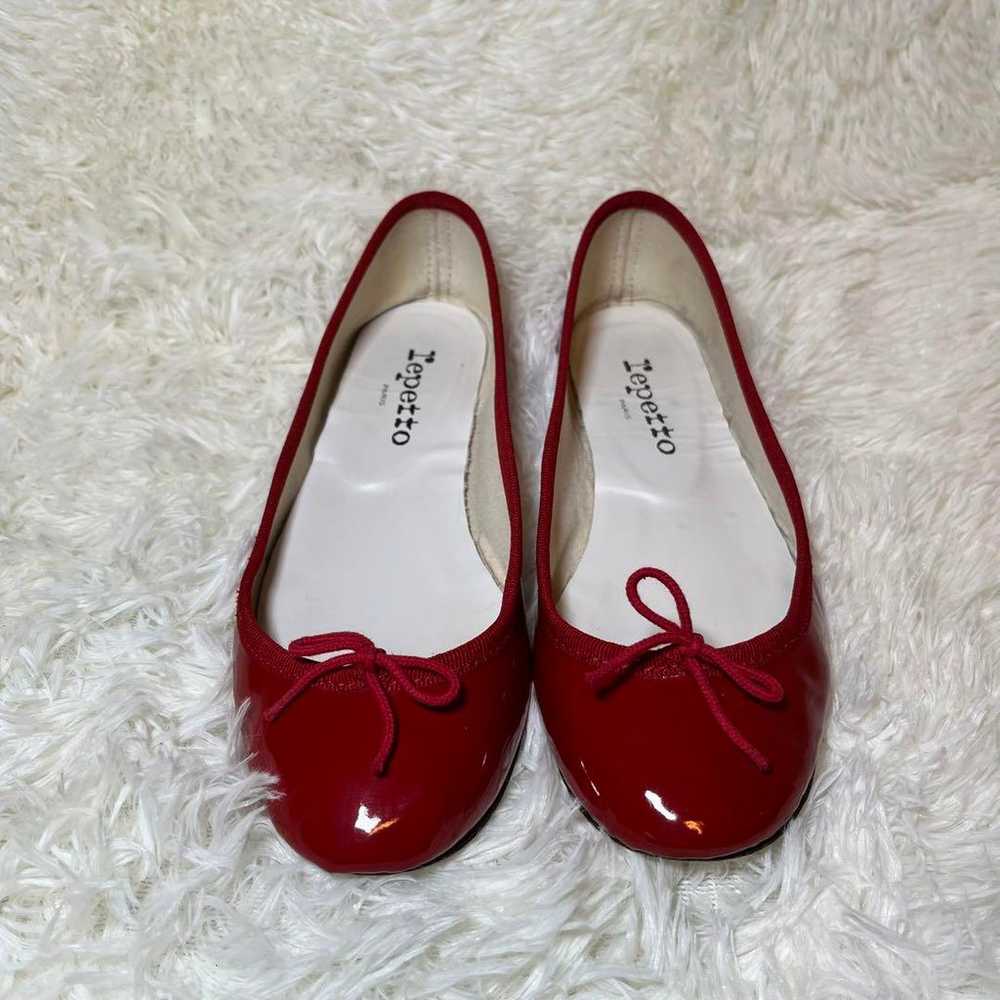 Repetto ballet shoes, red, flat shoes with ribbon… - image 1