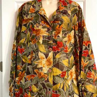 Alfred Dunner Fall Floral Semi Sheer Layering Blo… - image 1