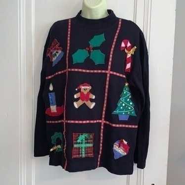 Vtg 90s Laura Gayle Christmas Embroidered top