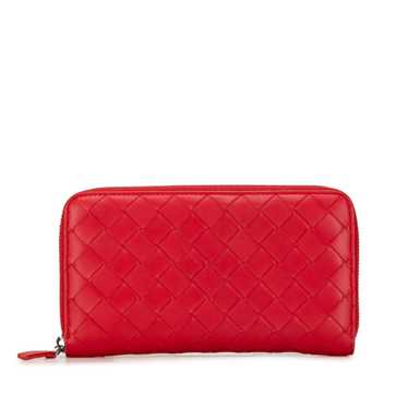 Red Bottega Veneta Intrecciato Zip Around Long Wal