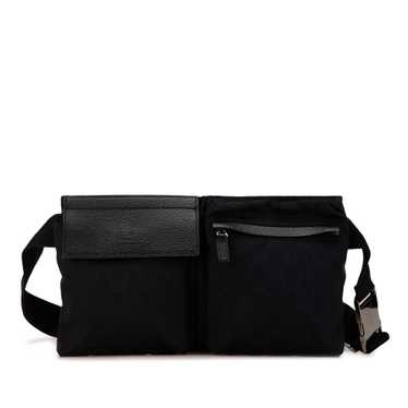 Black Gucci GG Canvas Double Pocket Belt Bag