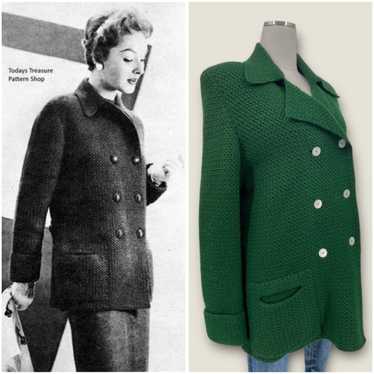 Vintage Knit Crochet Double Breasted Coat - image 1