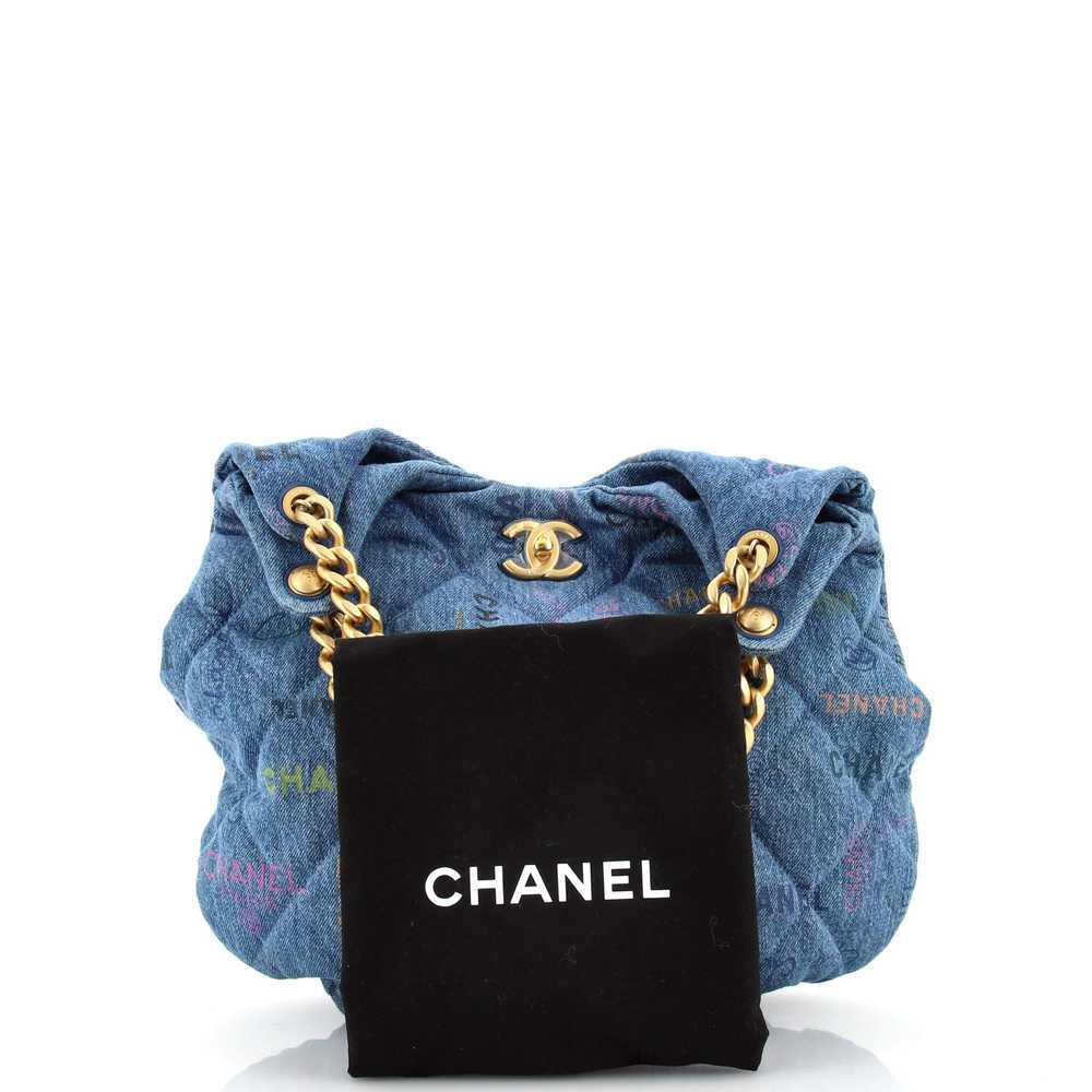 CHANEL Denim Mood Hobo Logo Printed Quilted Denim… - image 2