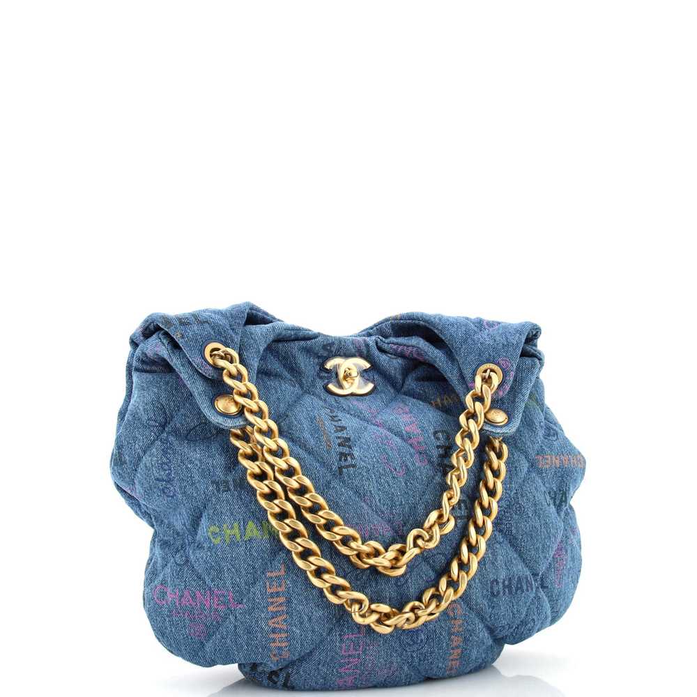 CHANEL Denim Mood Hobo Logo Printed Quilted Denim… - image 3