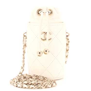 CHANEL Drawstring Bucket with Chain Quilted Lambsk