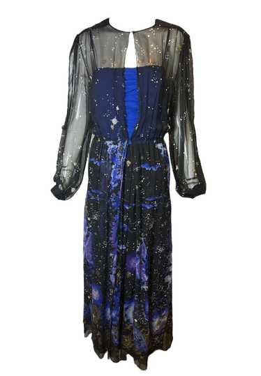 Paul-Louis Orrier 70s Silk Galaxy Gown Chiffon Ens