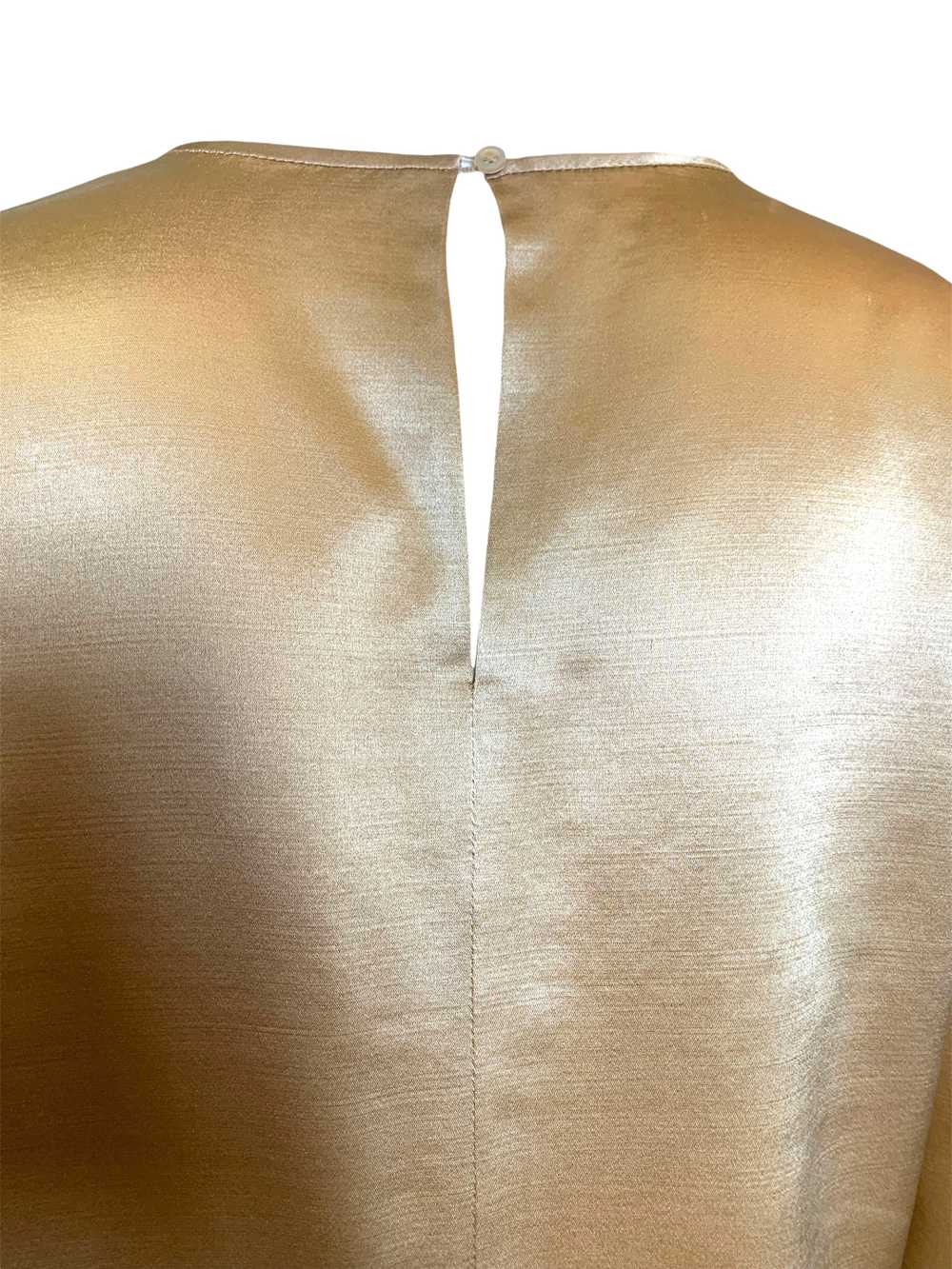 Geoffrey Beene Gold Silk Satin Monastic Blouse + … - image 10