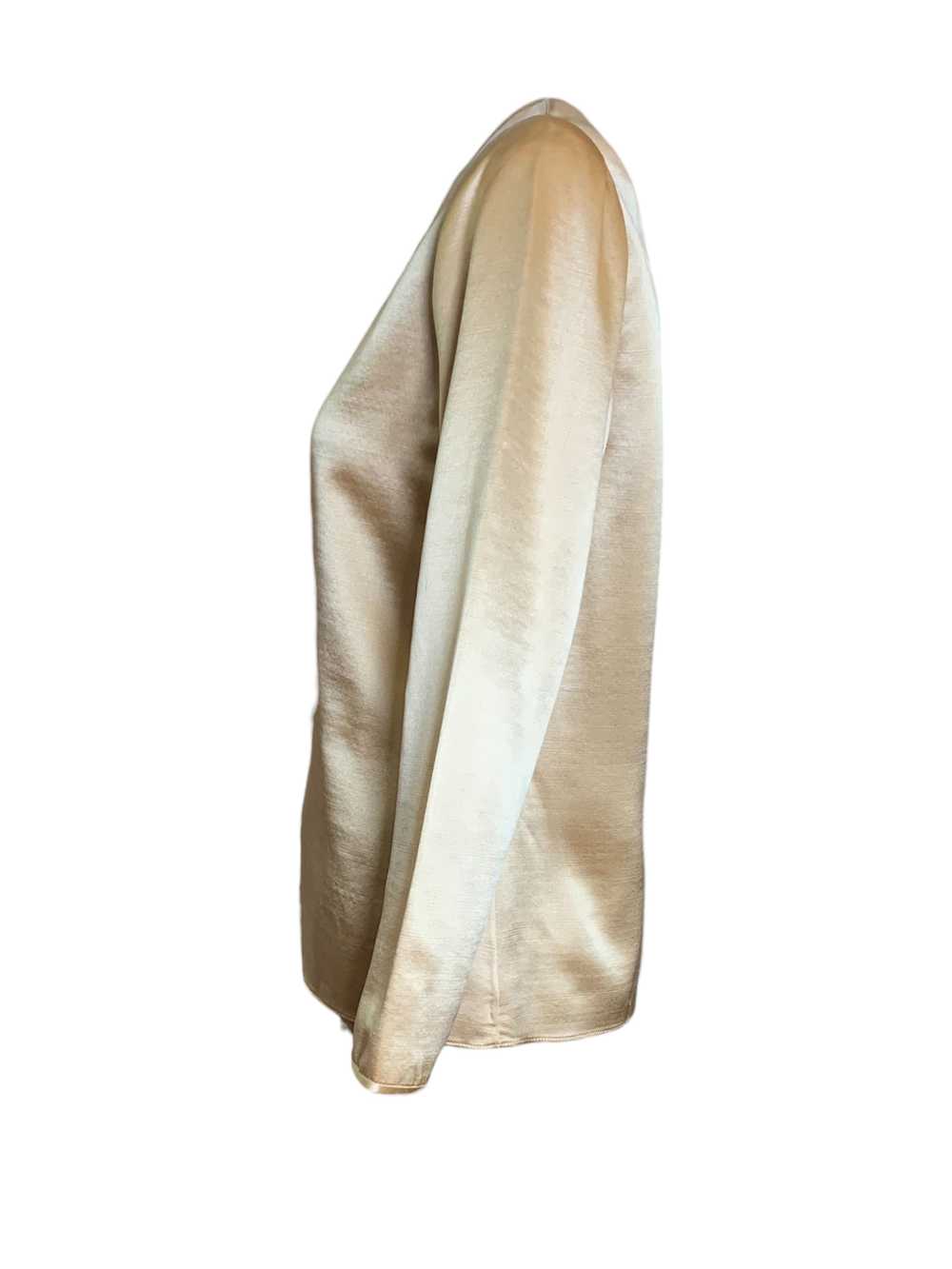 Geoffrey Beene Gold Silk Satin Monastic Blouse + … - image 5