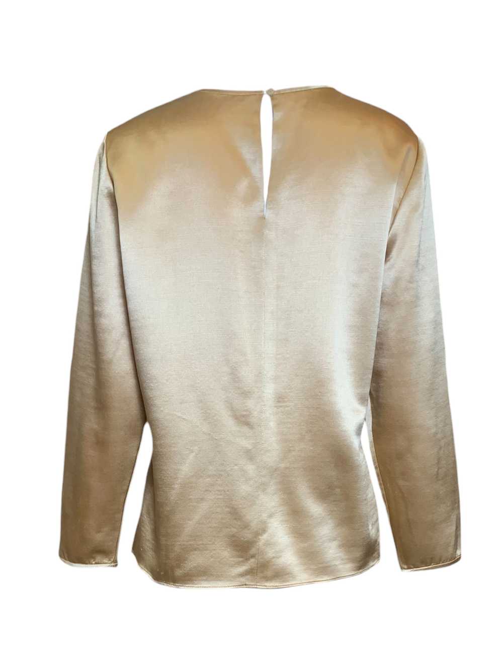 Geoffrey Beene Gold Silk Satin Monastic Blouse + … - image 6