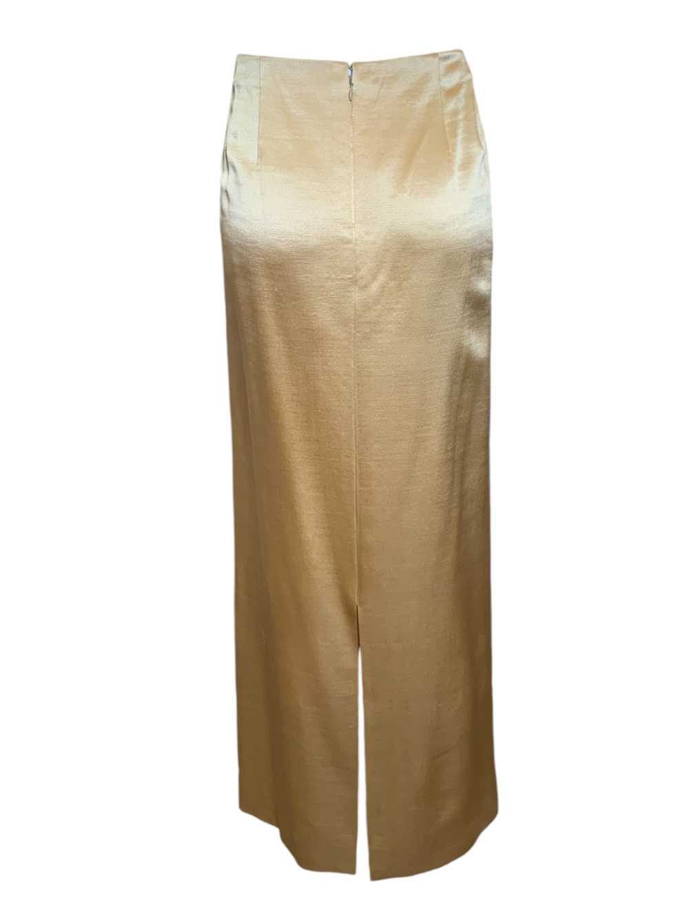 Geoffrey Beene Gold Silk Satin Monastic Blouse + … - image 9