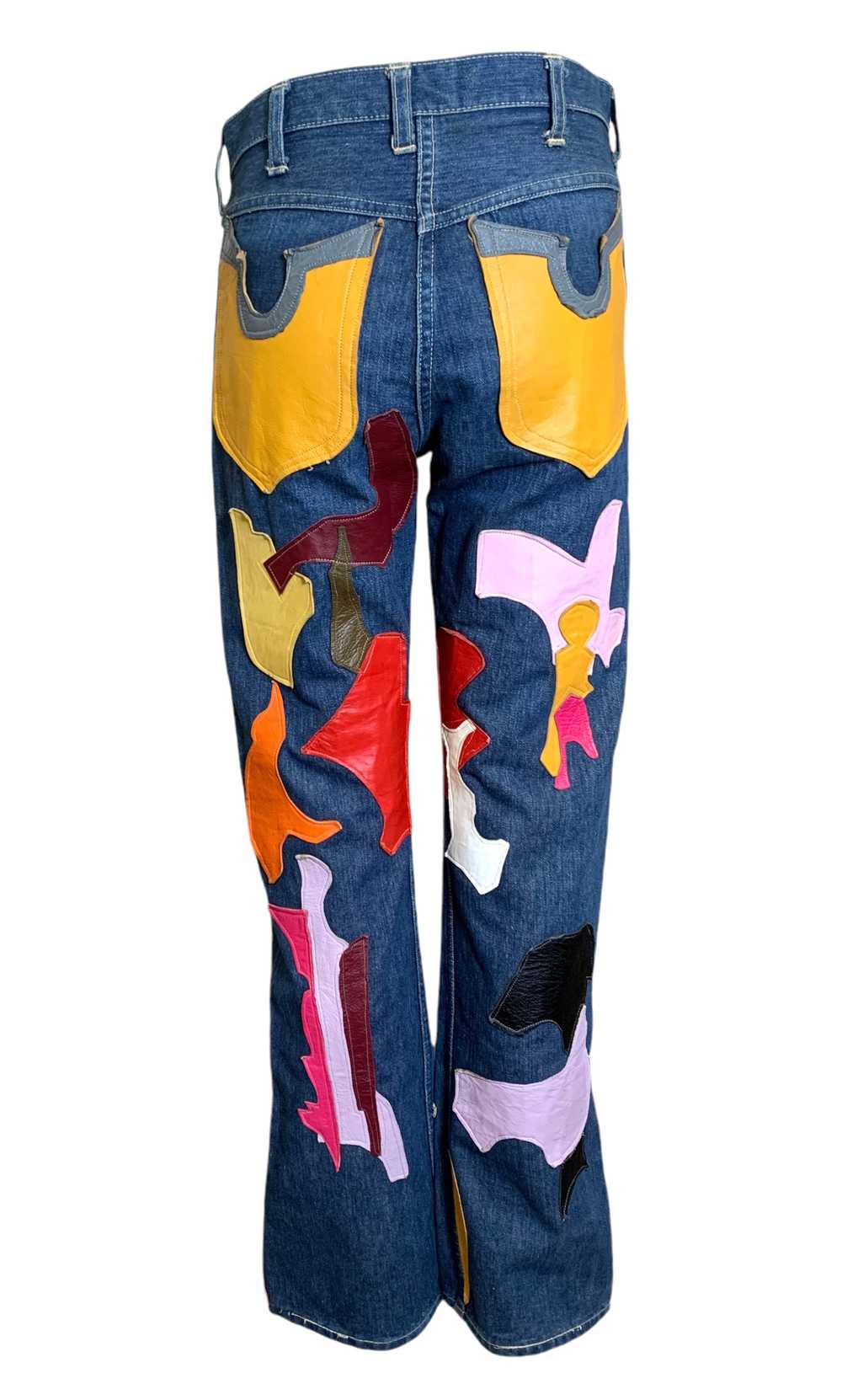 60s Wrangler Jeans with Abstract Technicolor Leat… - image 4