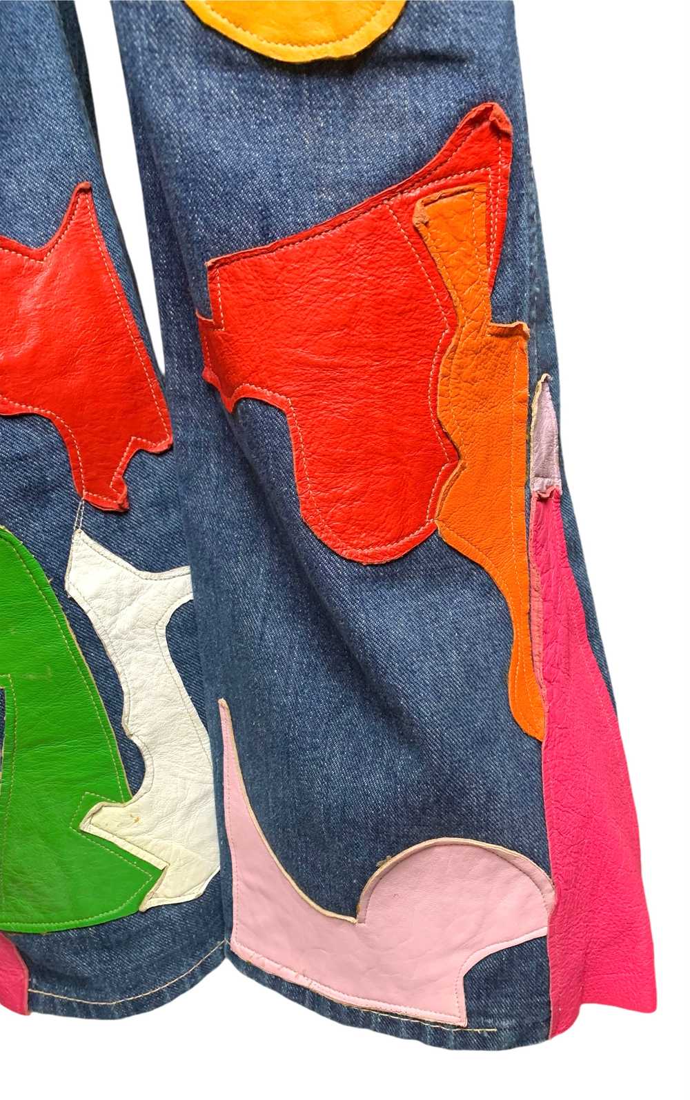 60s Wrangler Jeans with Abstract Technicolor Leat… - image 7