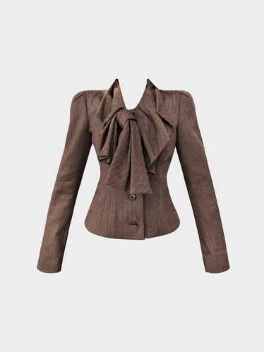 John Galliano 1990s Brown Wool Herringbone Jacket