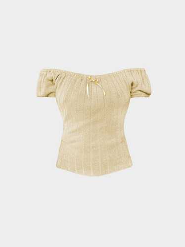 Blumarine Spring Summer 1995 Gold Ribbed Lurex Of… - image 1