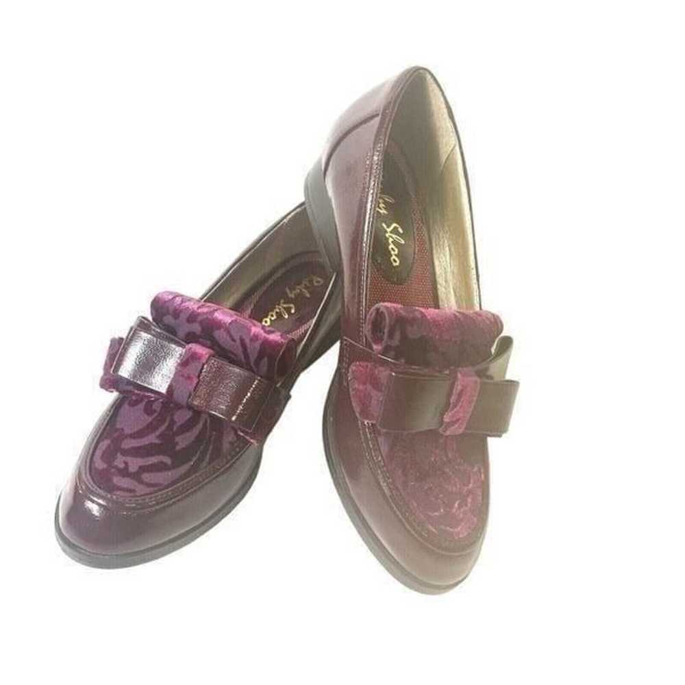 Ruby Shoo Burgundy Glossy Slip On Low Heel Velvet… - image 1