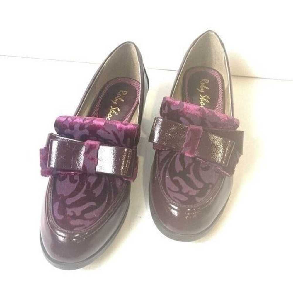 Ruby Shoo Burgundy Glossy Slip On Low Heel Velvet… - image 3