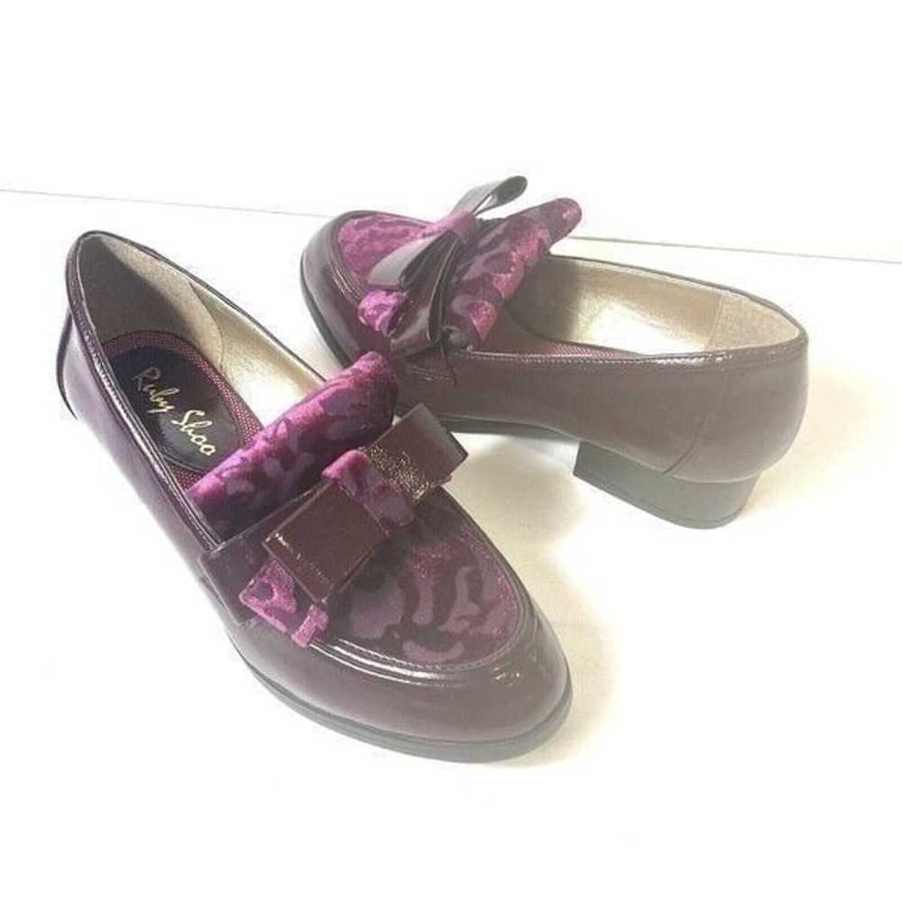 Ruby Shoo Burgundy Glossy Slip On Low Heel Velvet… - image 5