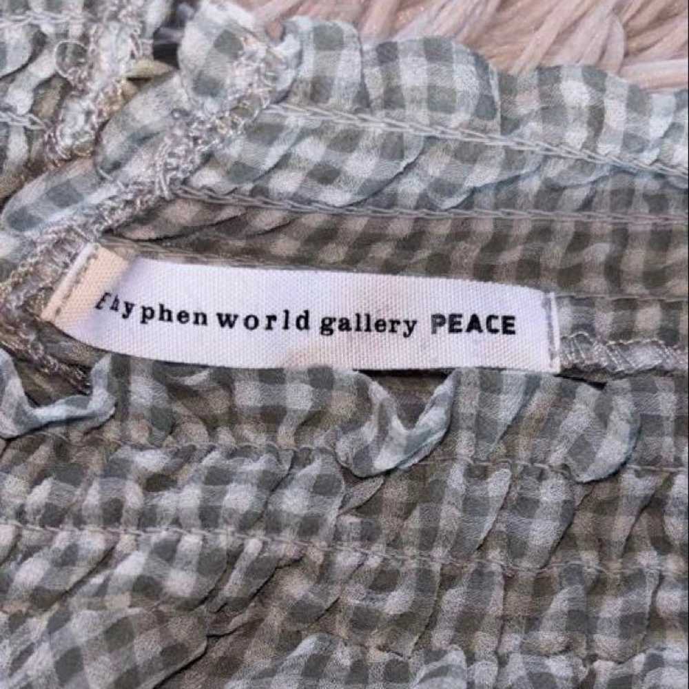 E hyphen world gallery PEACE Sheer Shirt Long Sle… - image 4