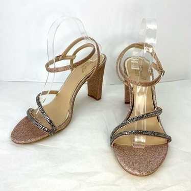 New Jewel Badgley Mischka Embellished
Heeled Sand… - image 1