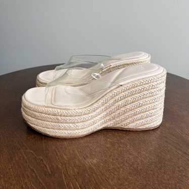 Zara Transparent Vinyl Espadrille Jute Wedge Sanda