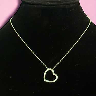 Other Silver tone paved outlined heart sliding pe… - image 1