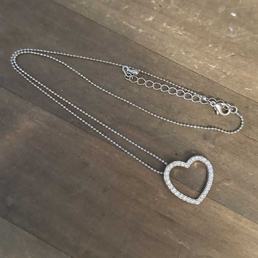 Other Silver tone paved outlined heart sliding pe… - image 2