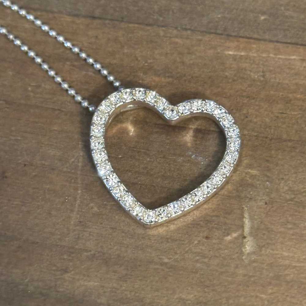 Other Silver tone paved outlined heart sliding pe… - image 3