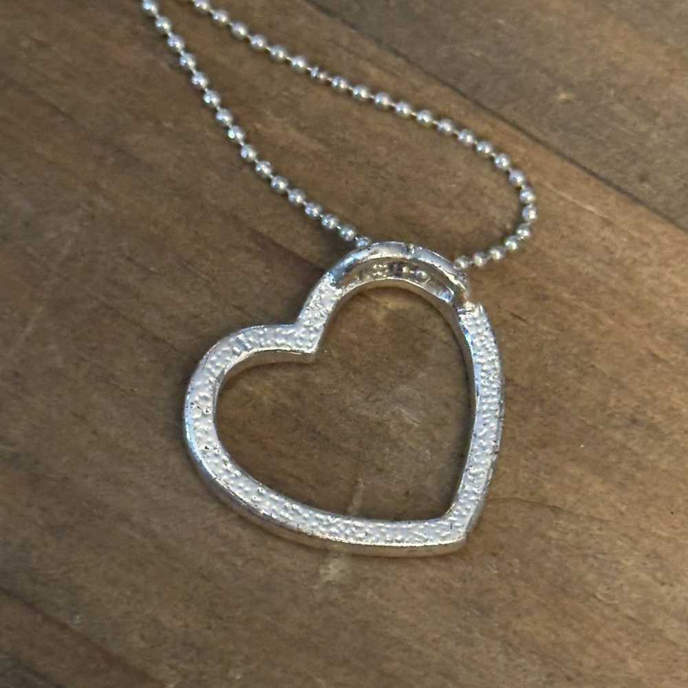 Other Silver tone paved outlined heart sliding pe… - image 4