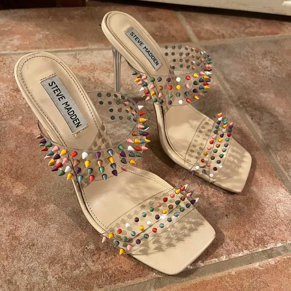 Steve Madden Lunna Clear Vinyl Rainbow Spiked Squ… - image 2