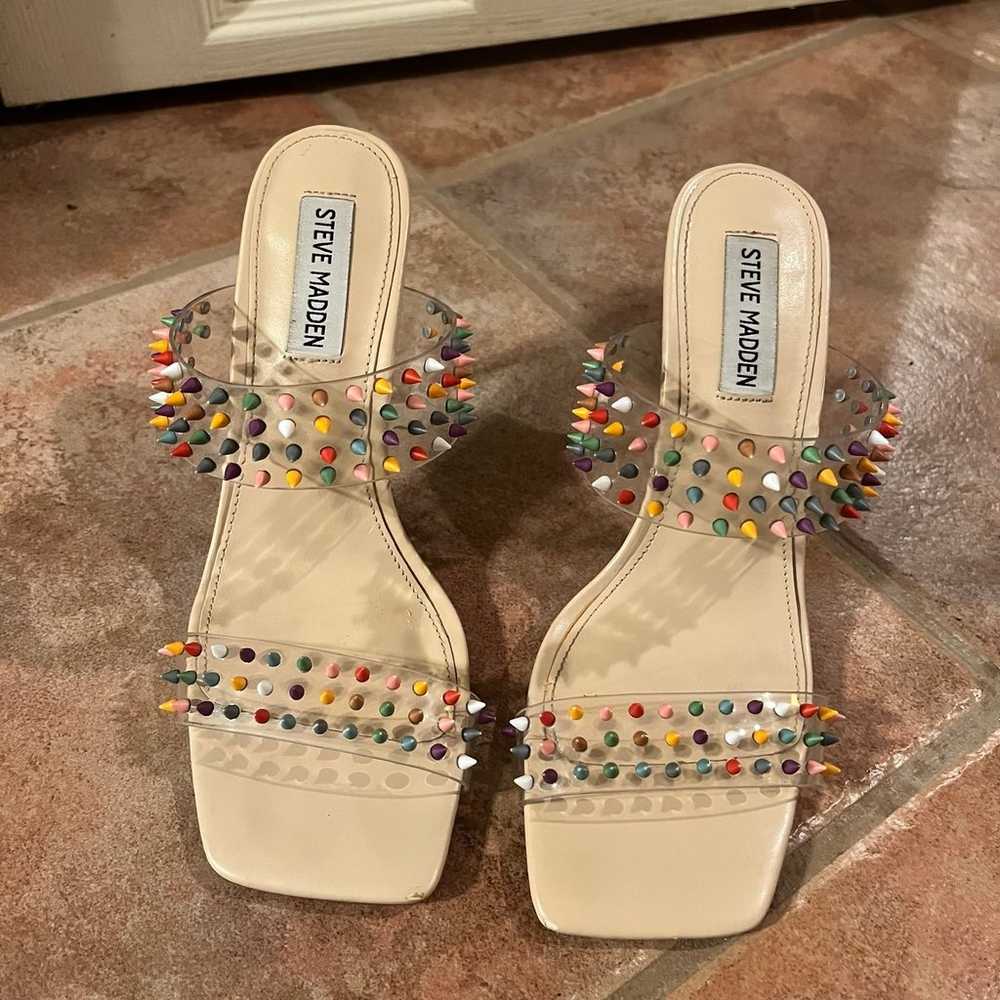 Steve Madden Lunna Clear Vinyl Rainbow Spiked Squ… - image 3