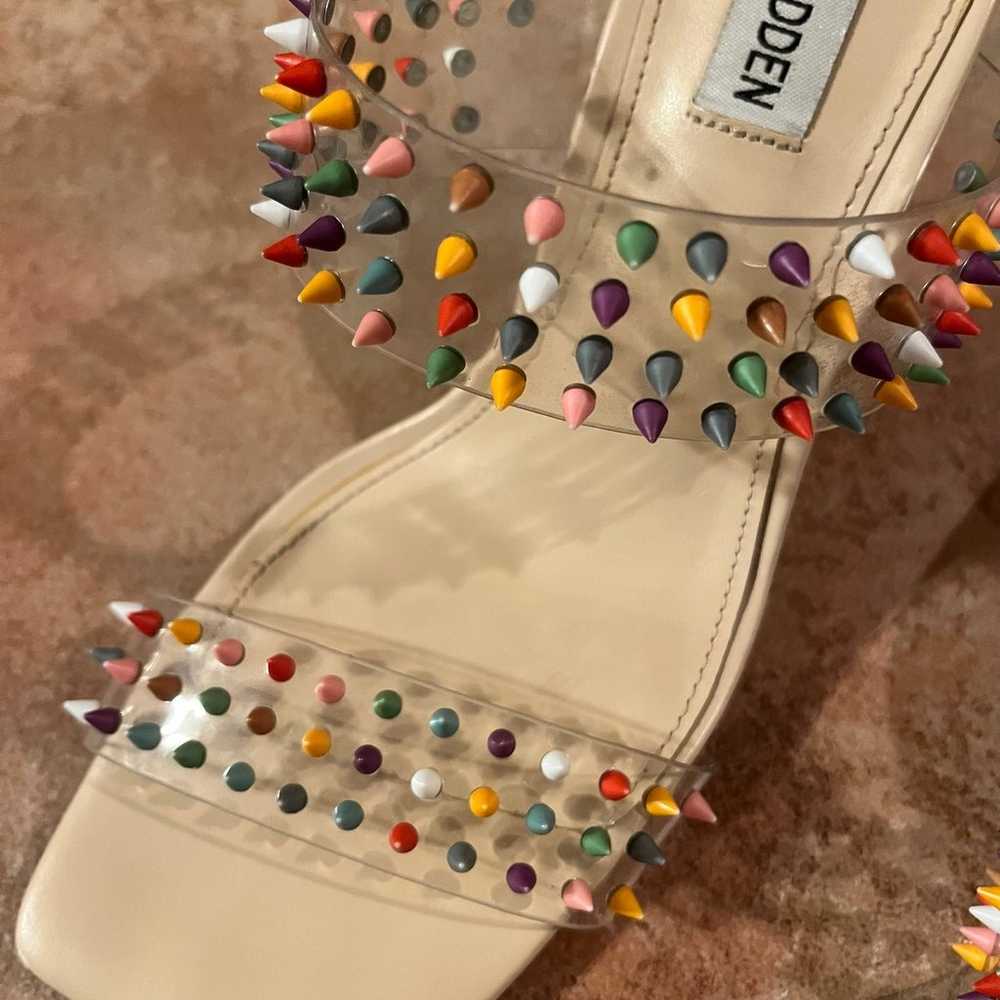 Steve Madden Lunna Clear Vinyl Rainbow Spiked Squ… - image 9