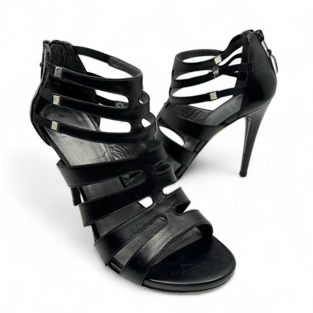 Stuart Weitzman Outing Black Leather Strappy Cage… - image 1