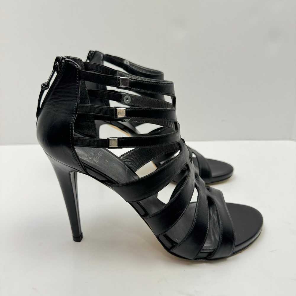 Stuart Weitzman Outing Black Leather Strappy Cage… - image 4