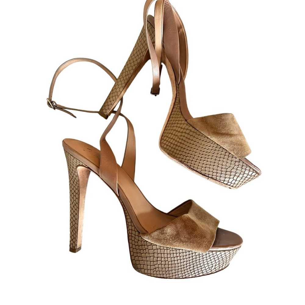 Halston Heritage Bobbie Tan Brown Suede Snakeskin… - image 3