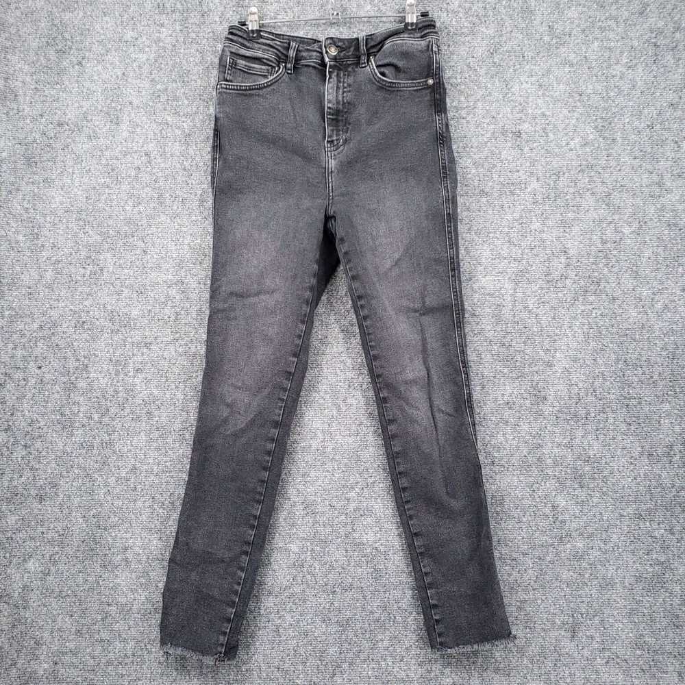 Vintage High Rise Dark Wash Stretch Gray Raw Skin… - image 1