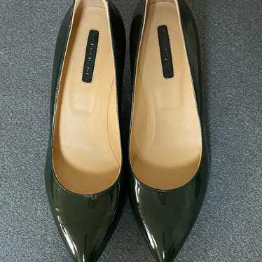 Longchamp dark green enamel pointed-toe pumps wit… - image 1