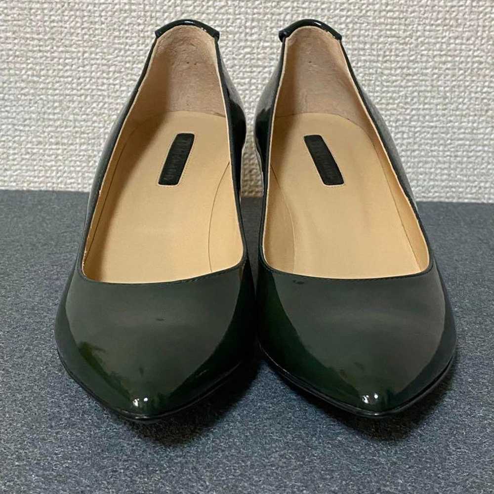 Longchamp dark green enamel pointed-toe pumps wit… - image 5