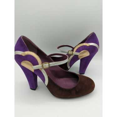 Marc Jacobs Purple & Brown Suede Metallic Detail M